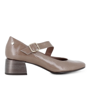 Zapato correa piel charol plantilla acolchada mujer gris