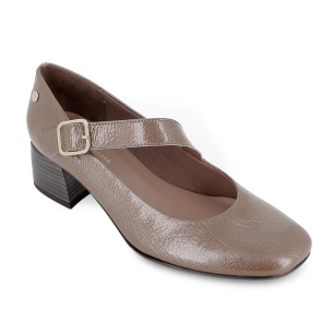 Zapato correa piel charol plantilla acolchada mujer gris 2