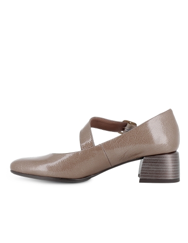 Zapato correa piel charol plantilla acolchada mujer gris