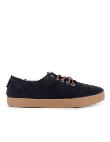 Zapatilla cordones piel serraje hidrofugo casual azul hombre