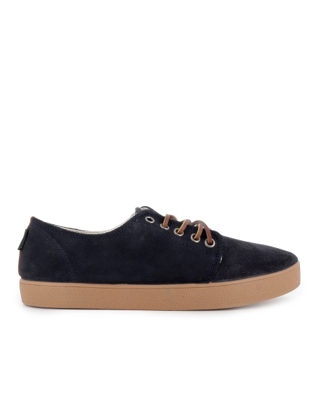 Zapatilla cordones piel serraje hidrofugo casual azul hombre