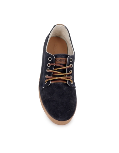 Zapatilla cordones piel serraje hidrofugo casual azul hombre