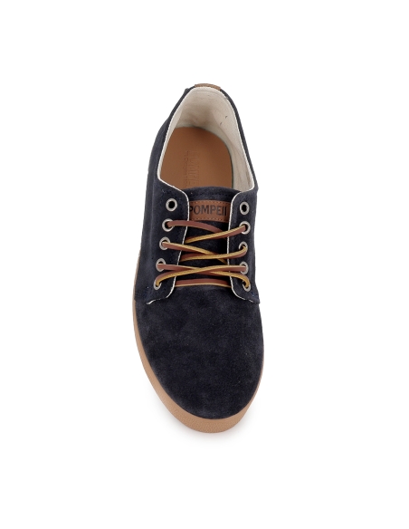 Zapatilla cordones piel serraje hidrofugo casual azul hombre