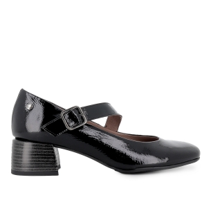 Zapato correa piel charol plantilla acolchada mujer negro
