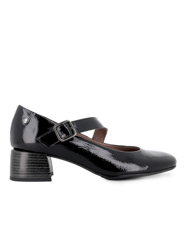 Zapato correa piel charol plantilla acolchada mujer negro