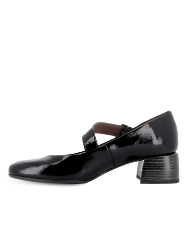 Zapato correa piel charol plantilla acolchada mujer negro