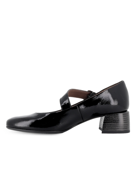 Zapato correa piel charol plantilla acolchada mujer negro