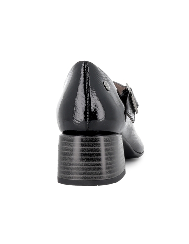 Zapato correa piel charol plantilla acolchada mujer negro