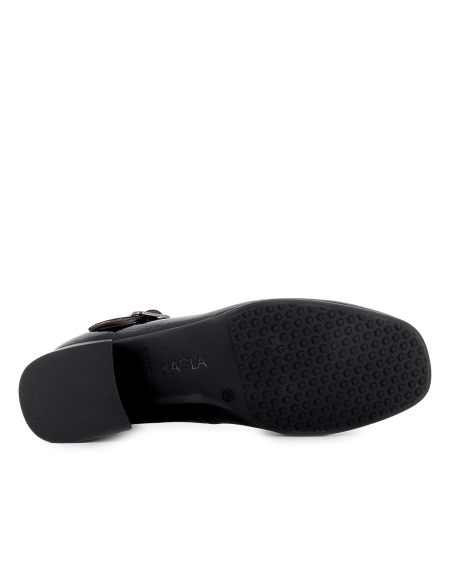 Zapato correa piel charol plantilla acolchada mujer negro