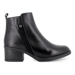 Botin piel flexible cremallera tacon bajo flexible mujer negro