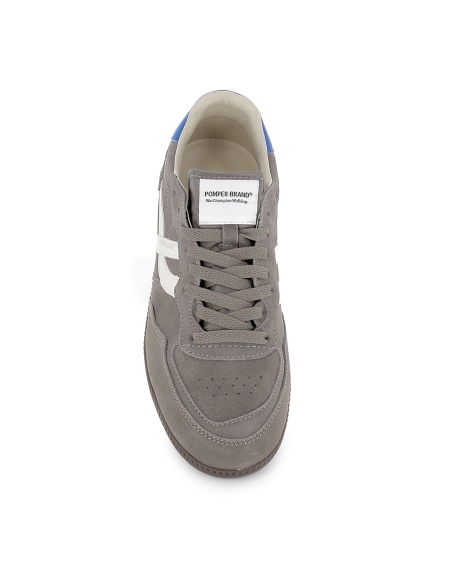 Deportivas piel napa cordones suela flexible hombre gris