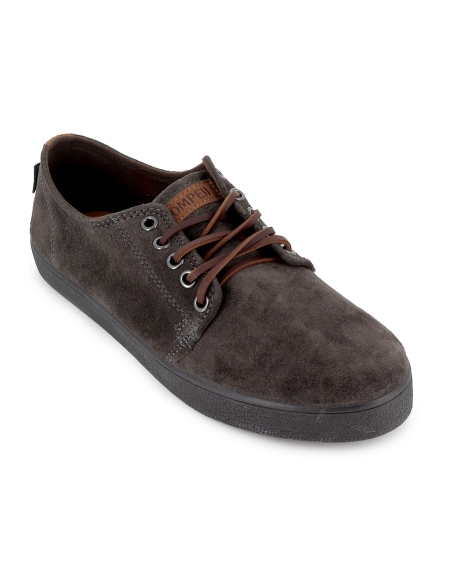 Zapatilla cordones piel serraje hidrofugo casual gris hombre