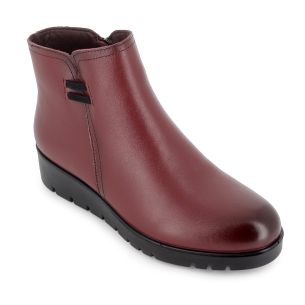 Botin piel con abertura y cremallera cuña blanda mujer burdeos 2