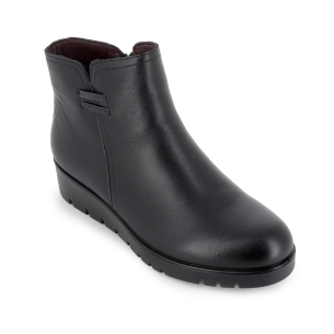 Botin piel con abertura y cremallera cuña blanda mujer negro 2