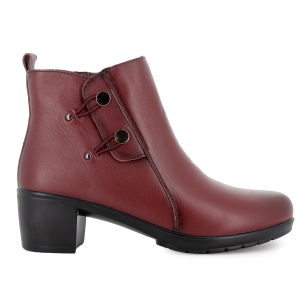 Botin piel tachuelas y plantilla acolchada tacon mujer burdeos