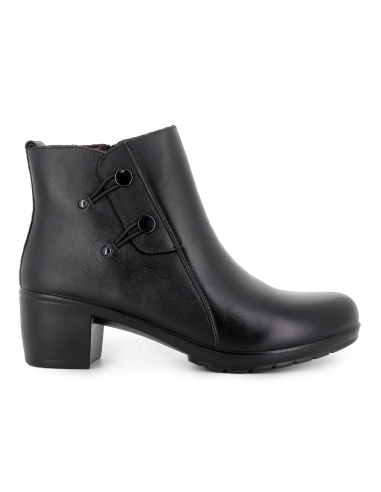 Botin piel tachuelas y plantilla acolchada tacon mujer negro
