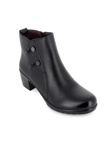 Botin piel tachuelas y plantilla acolchada tacon mujer negro