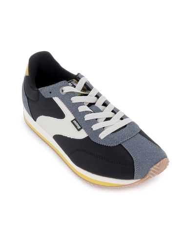 Deportiva nylon retrorunning contrastes cordones hombre azul