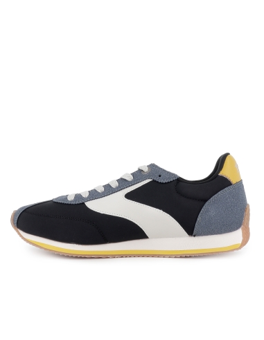 Deportiva nylon retrorunning contrastes cordones hombre azul