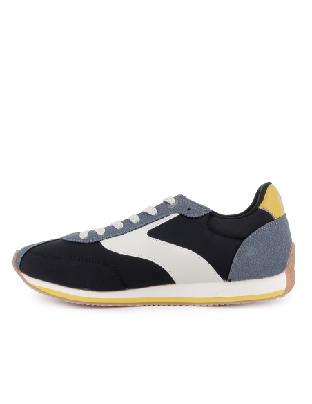 Deportiva nylon retrorunning contrastes cordones hombre azul