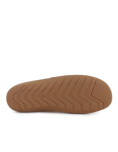 Zapato piel flexible cordon y cremallera plano mujer burdeos