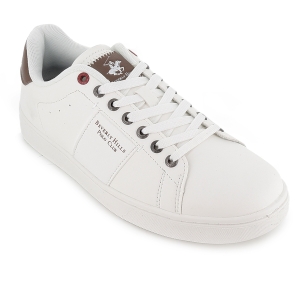 Tenis napa PU suela plana cordones hombre blanco 2