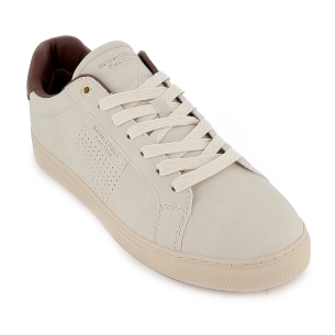 Tenis calados napa PU suela plana cordones hombre blanco 2