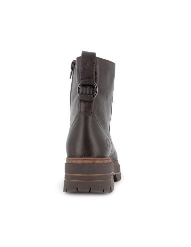 Bota militar piel cordones y cremallera suela track mujer marron