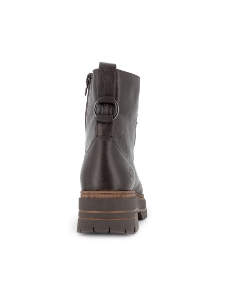 Bota militar piel cordones y cremallera suela track mujer marron