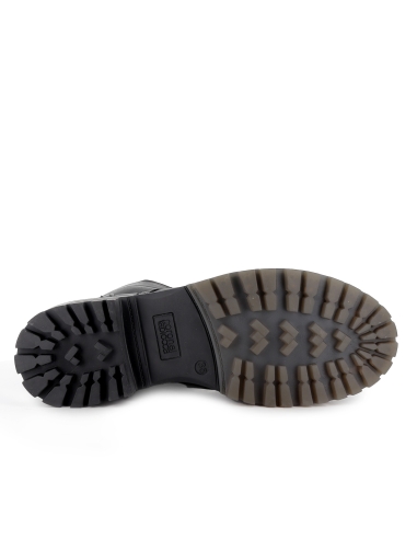 Bota militar piel diseño cordones y cremallera tacon mujer negro