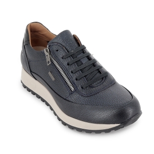 Deportivo piel refuerzo cordones y cremallera cuña mujer azul 2