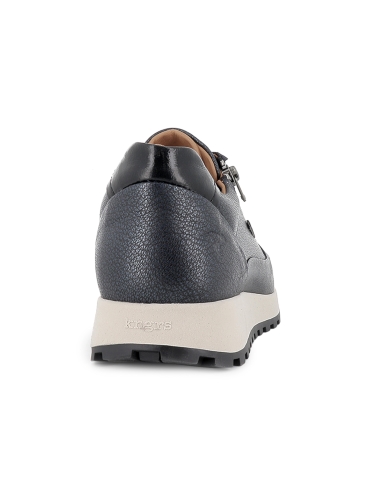 Deportivo piel refuerzo cordones y cremallera cuña mujer azul