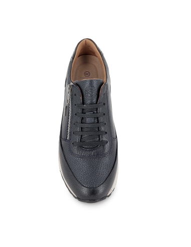 Deportivo piel refuerzo cordones y cremallera cuña mujer azul