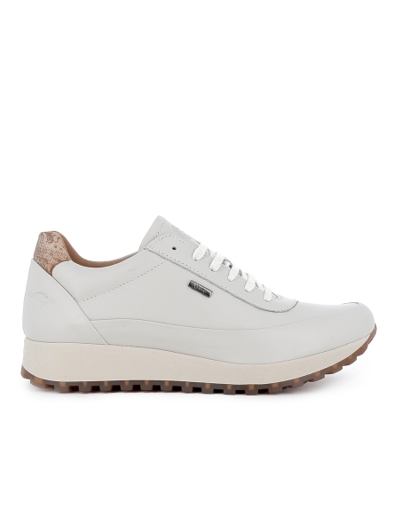 Deportivo piel refuerzo cordones y cremallera cuña mujer blanco