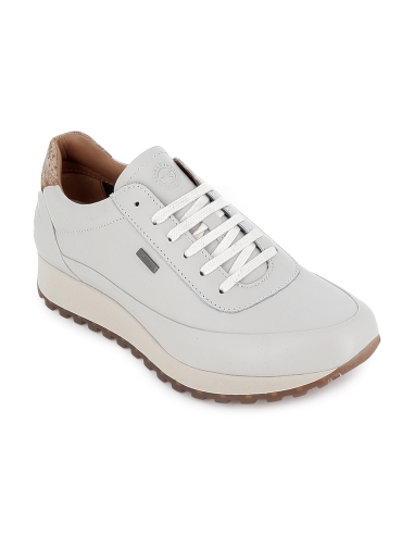 Deportivo piel refuerzo cordones y cremallera cuña mujer blanco