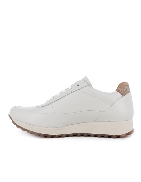 Deportivo piel refuerzo cordones y cremallera cuña mujer blanco