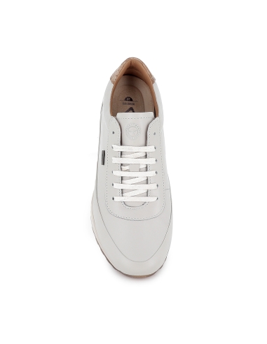 Deportivo piel refuerzo cordones y cremallera cuña mujer blanco