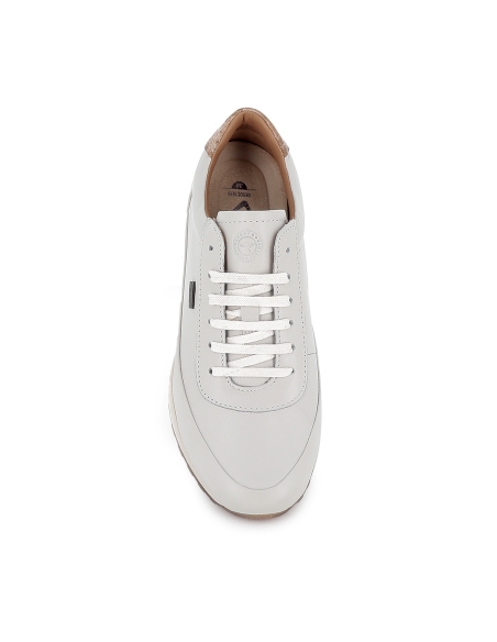 Deportivo piel refuerzo cordones y cremallera cuña mujer blanco