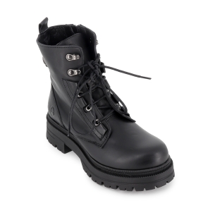 Bota militar piel cordones y cremallera suela track mujer negro 2