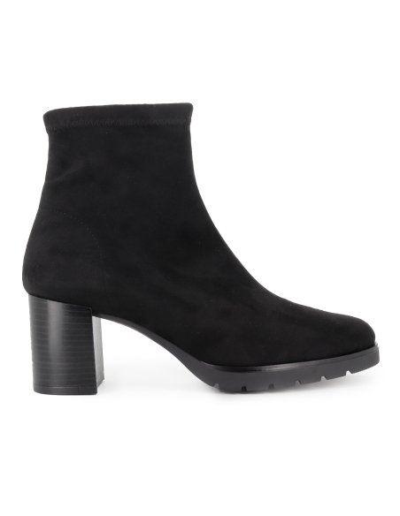 Botin licra ante elastico slip-in tacon recto mujer negro