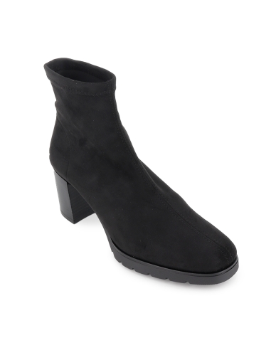 Botin licra ante elastico slip-in tacon recto mujer negro