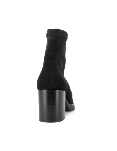 Botin licra ante elastico slip-in tacon recto mujer negro