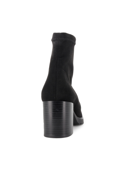 Botin licra ante elastico slip-in tacon recto mujer negro