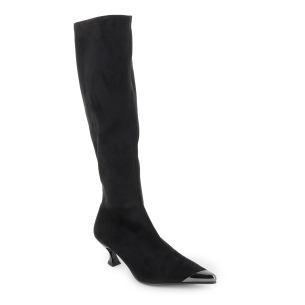 Bota alta licra adorno metalizado tacon carrete mujer negro 2