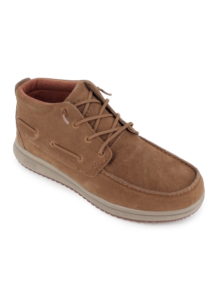 Botin piel hidrofuga suela EVA comoda cordones hombre camel