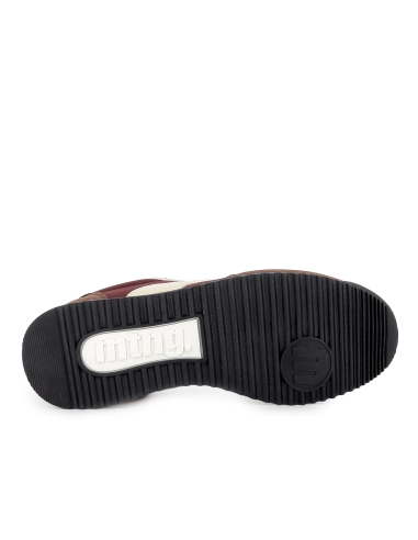 Deportiva piel serraje combi con cordones plano mujer marron