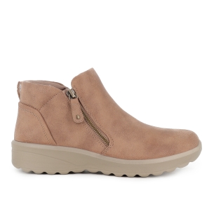 Bota vegana con cremallera muy comoda mujer beige
