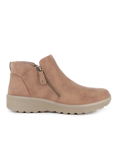 Bota vegana con cremallera muy comoda mujer beige