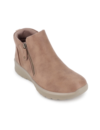 Bota vegana con cremallera muy comoda mujer beige