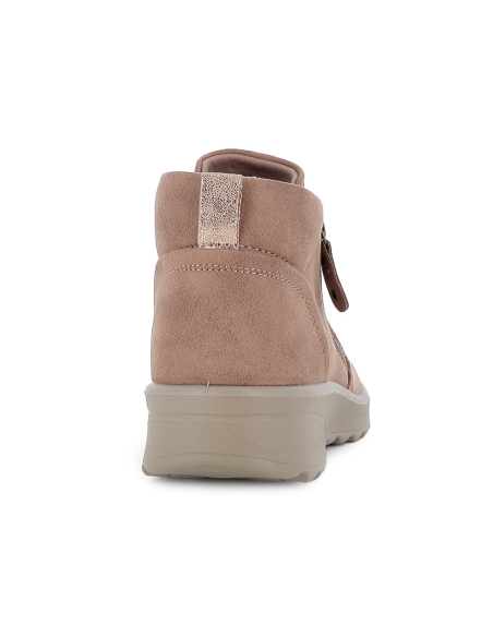 Bota vegana con cremallera muy comoda mujer beige